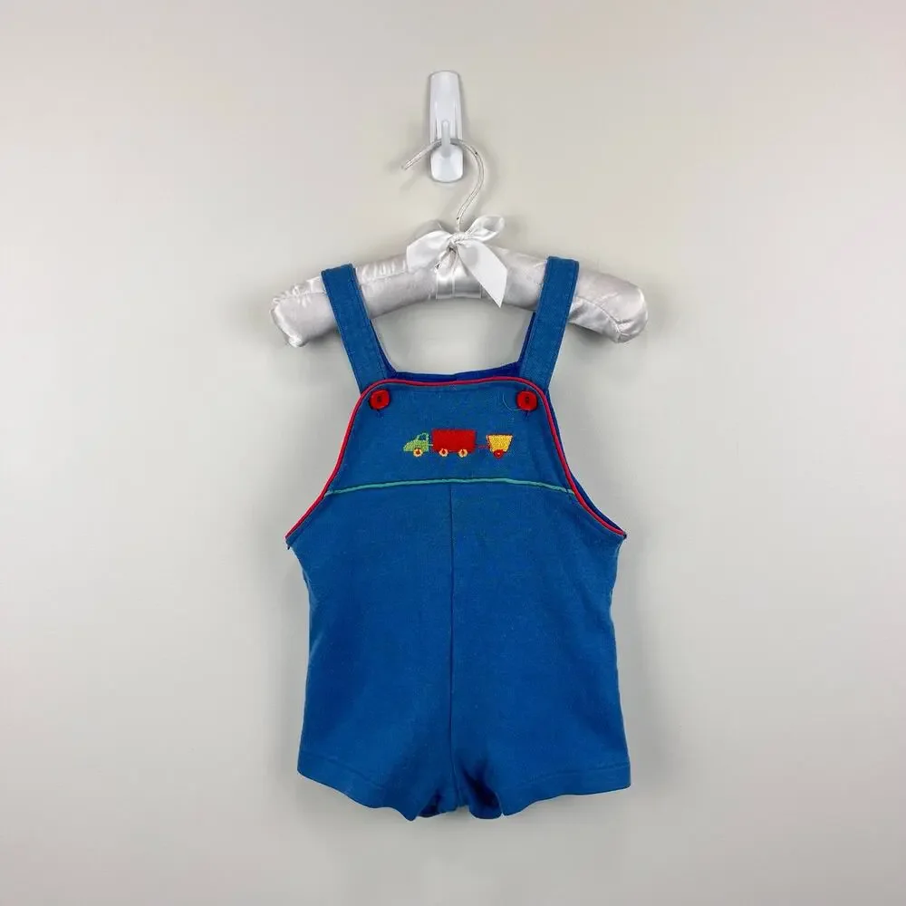 Vintage Carter's Blue Embroidered Truck Shortalls 24 Months USA